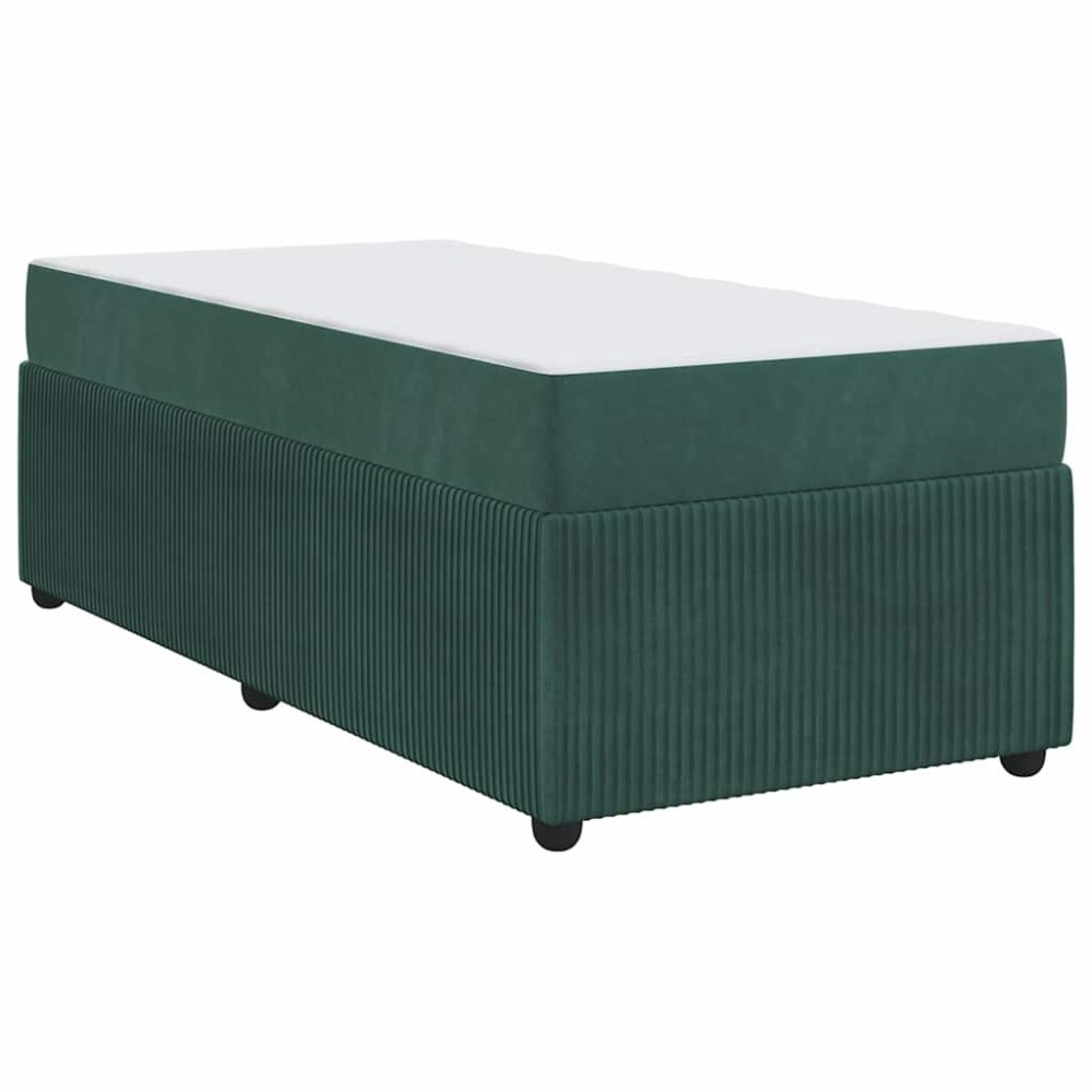 vidaXL Cadru de pat cu saltea Verde închis 90 x 190 cm Catifea