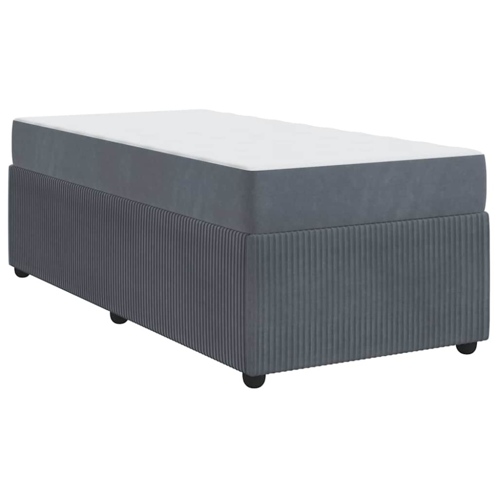 vidaXL Cadru de pat cu saltea cu saltea Gri închis 90 x 200 cm Catifea