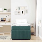 vidaXL Cadru de pat cu saltea Verde închis 90 x 200 cm Catifea