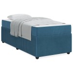 vidaXL Cadru de pat cu saltea cu saltea albastru 90 x 200 cm Catifea
