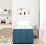 vidaXL Cadru de pat cu saltea cu saltea albastru 90 x 200 cm Catifea