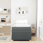 vidaXL Cadru de pat cu saltea Gri închis 100 x 200 cm țesătură