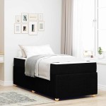 vidaXL Cadru de pat cu saltea cu saltea Negru 100 x 200 cm țesătură