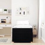 vidaXL Cadru de pat cu saltea cu saltea Negru 100 x 200 cm țesătură