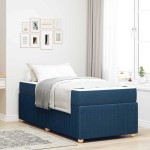 vidaXL Cadru de pat cu saltea cu saltea albastru 100 x 200 cm țesătură