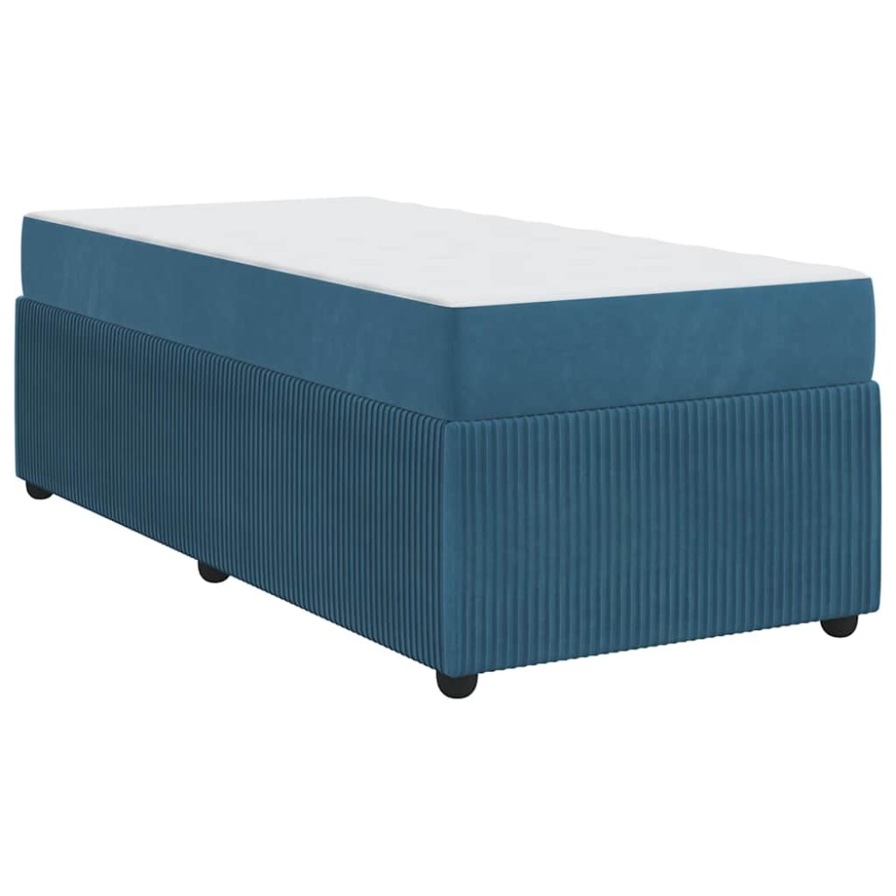 vidaXL Cadru de pat cu saltea cu saltea albastru 100 x 200 cm Catifea