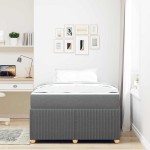 vidaXL Cadru de pat cu saltea Gri închis 120 x 190 cm țesătură