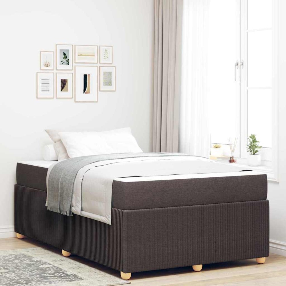 vidaXL Cadru de pat cu saltea Maro închis 120 x 190 cm țesătură