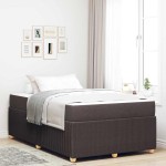 vidaXL Cadru de pat cu saltea Maro închis 120 x 190 cm țesătură
