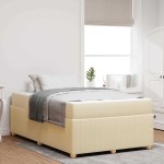 vidaXL Cadru de pat cu saltea cu saltea Crem 120 x 190 cm țesătură