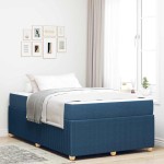 vidaXL Cadru de pat cu saltea cu saltea albastru 120 x 190 cm țesătură