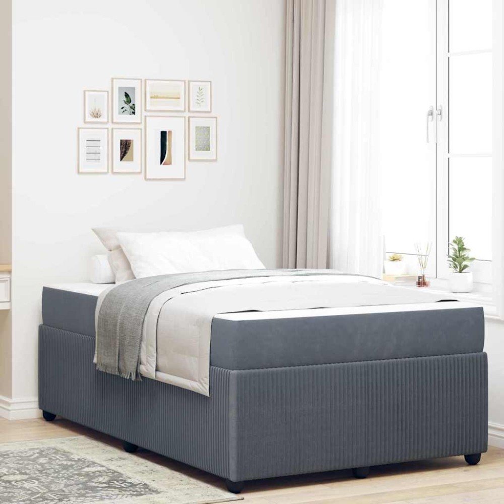 vidaXL Cadru de pat cu saltea Gri închis 120 x 190 cm Catifea