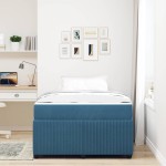vidaXL Cadru de pat cu saltea cu saltea albastru 120 x 190 cm Catifea