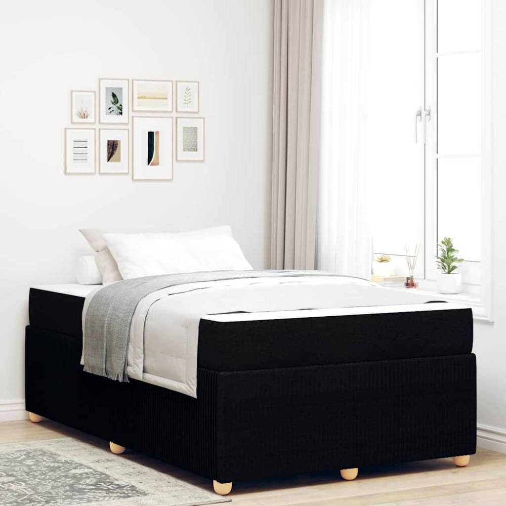 vidaXL Cadru de pat cu saltea cu saltea Negru 120 x 200 cm țesătură