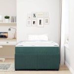 vidaXL Cadru de pat cu saltea Verde închis 120 x 200 cm Catifea