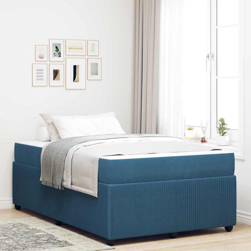 vidaXL Cadru de pat cu saltea cu saltea albastru 120 x 200 cm Catifea