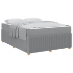 vidaXL Cadru de pat cu saltea Gri deschis 140 x 200 cm țesătură
