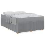 vidaXL Cadru de pat cu saltea Gri deschis 140 x 200 cm țesătură