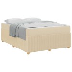 vidaXL Cadru de pat cu saltea cu saltea Crem 140 x 200 cm țesătură