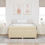 vidaXL Cadru de pat cu saltea cu saltea Crem 140 x 200 cm țesătură