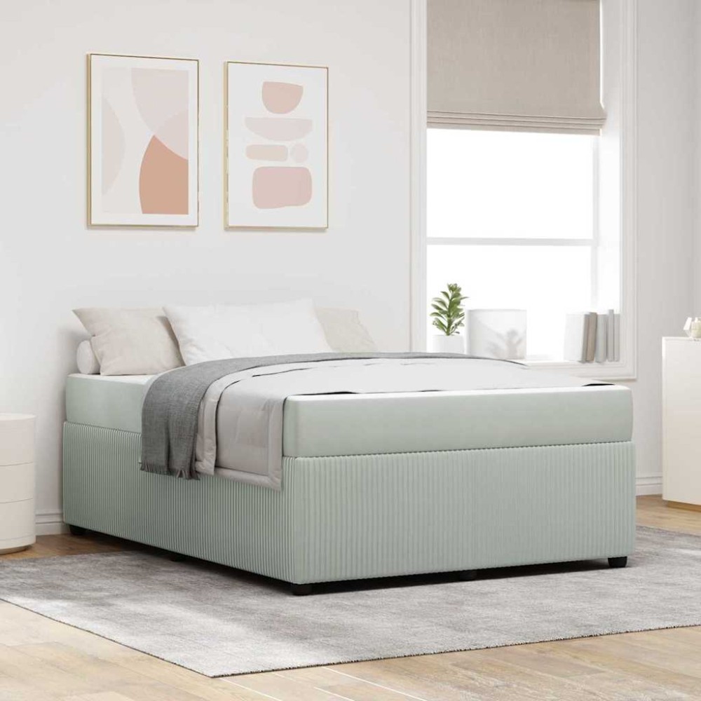 vidaXL Cadru de pat cu saltea Gri deschis 140 x 200 cm Catifea