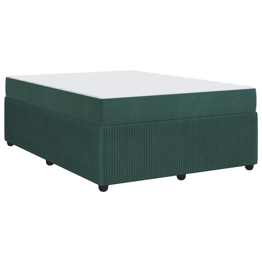 vidaXL Cadru de pat cu saltea Verde închis 140 x 200 cm Catifea