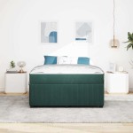 vidaXL Cadru de pat cu saltea Verde închis 140 x 200 cm Catifea