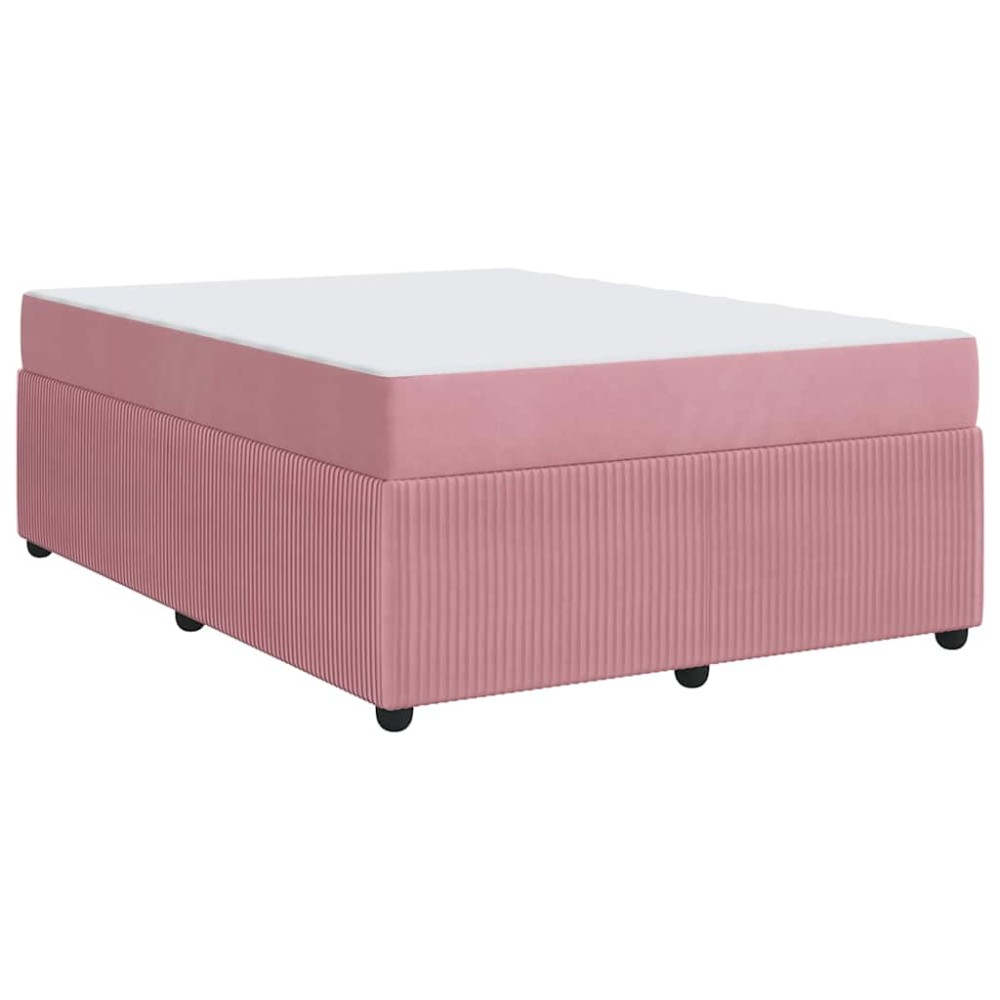 vidaXL Cadru de pat cu saltea cu saltea Roz 140 x 200 cm Catifea