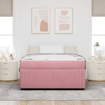 vidaXL Cadru de pat cu saltea cu saltea Roz 140 x 200 cm Catifea