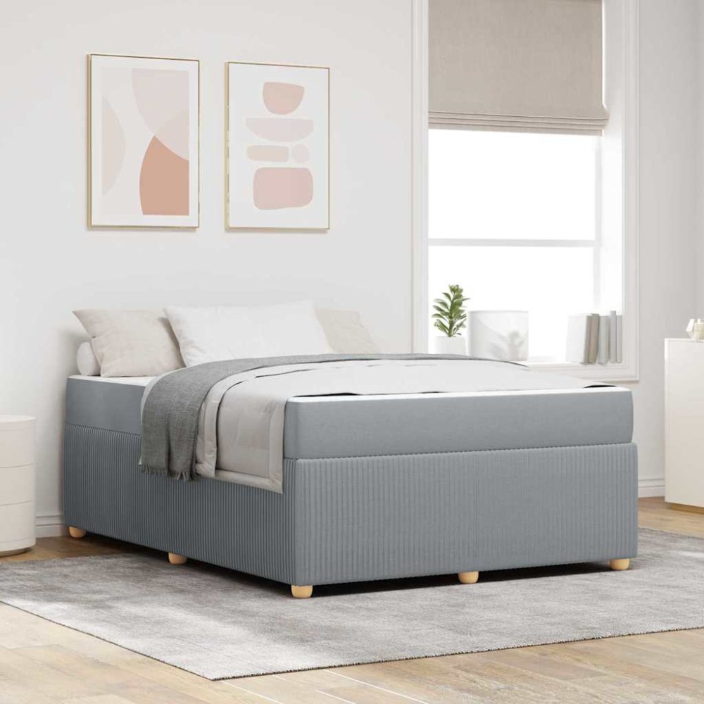 vidaXL Cadru de pat cu saltea Gri deschis 160 x 200 cm țesătură