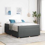 vidaXL Cadru de pat cu saltea Gri închis 160 x 200 cm țesătură