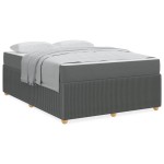 vidaXL Cadru de pat cu saltea Gri închis 160 x 200 cm țesătură