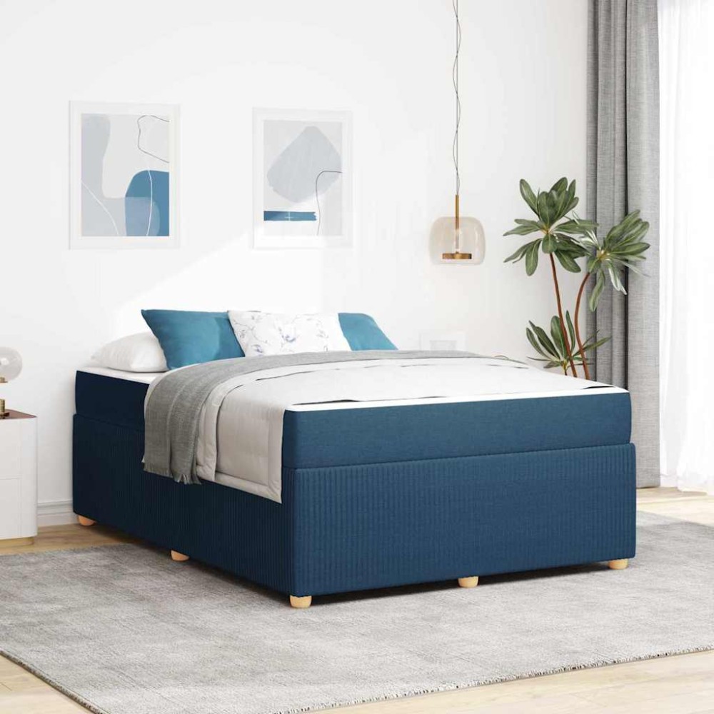 vidaXL Cadru de pat cu saltea cu saltea albastru 160 x 200 cm țesătură