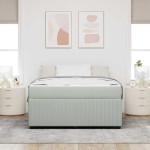 vidaXL Cadru de pat cu saltea Gri deschis 160 x 200 cm Catifea