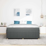 vidaXL Cadru de pat cu saltea Gri închis 180 x 200 cm țesătură