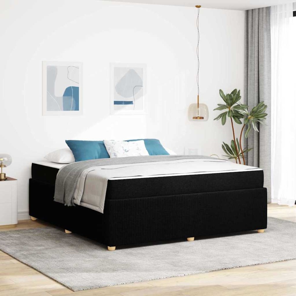 vidaXL Cadru de pat cu saltea cu saltea Negru 180 x 200 cm țesătură