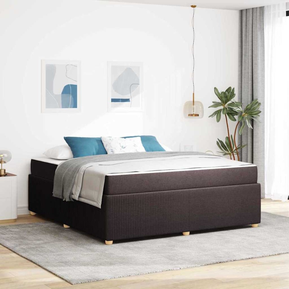 vidaXL Cadru de pat cu saltea Maro închis 180 x 200 cm țesătură