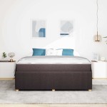 vidaXL Cadru de pat cu saltea Maro închis 180 x 200 cm țesătură