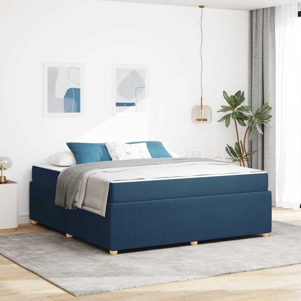 vidaXL Cadru de pat cu saltea cu saltea albastru 180 x 200 cm țesătură