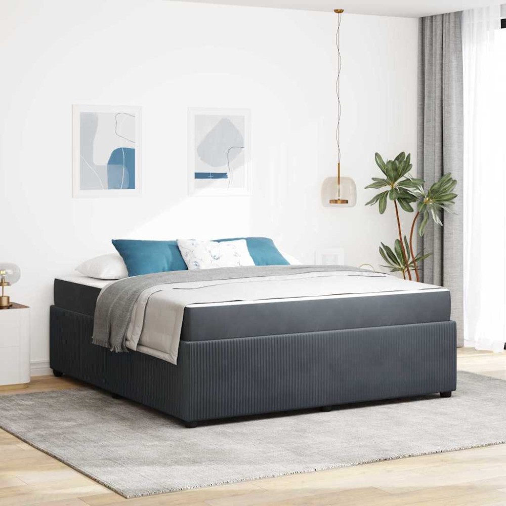 vidaXL Cadru de pat cu saltea Gri închis 180 x 200 cm Catifea