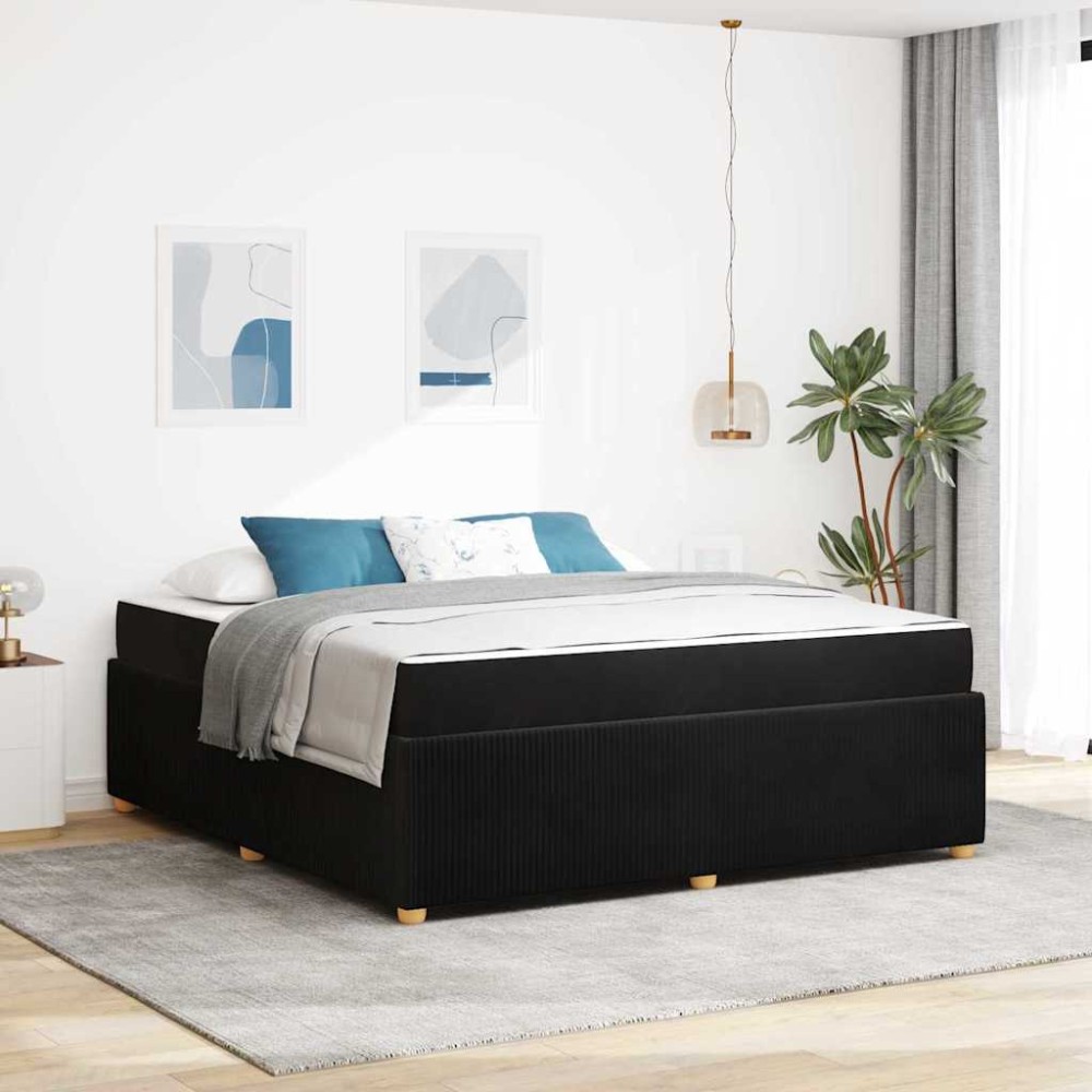 vidaXL Cadru de pat cu saltea cu saltea Negru 180 x 200 cm Catifea