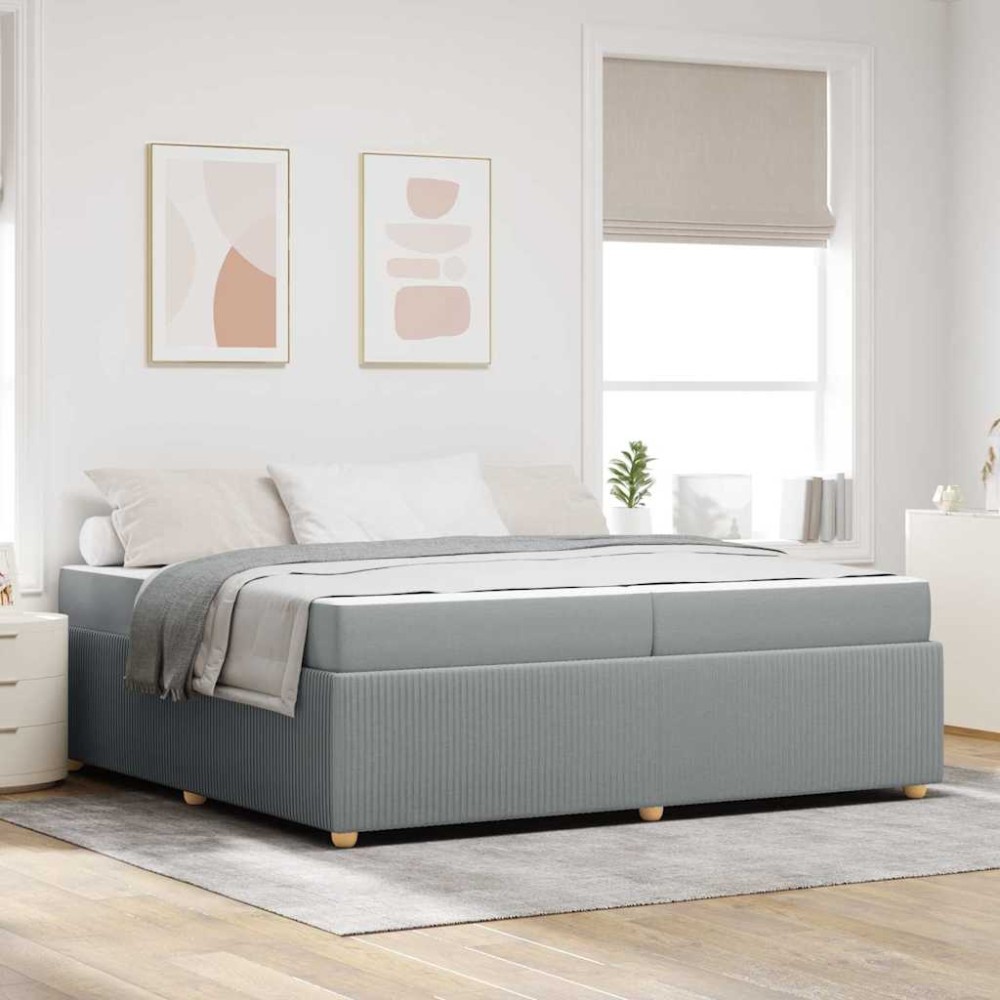vidaXL Cadru de pat cu saltea Gri deschis 200 x 200 cm țesătură