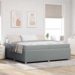 vidaXL Cadru de pat cu saltea Gri deschis 200 x 200 cm țesătură