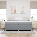 vidaXL Cadru de pat cu saltea Gri deschis 200 x 200 cm țesătură