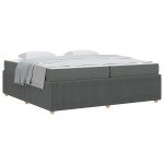 vidaXL Cadru de pat cu saltea Gri închis 200 x 200 cm țesătură