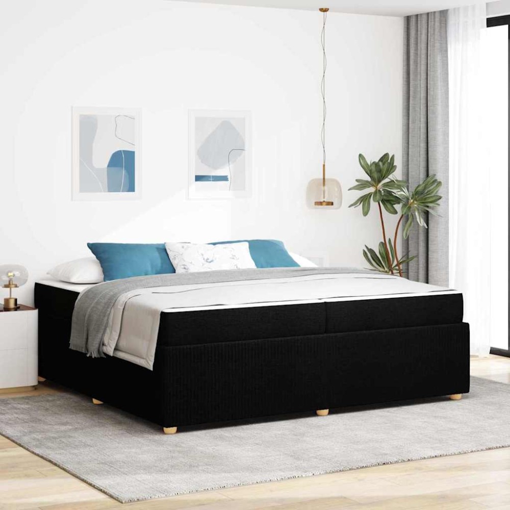 vidaXL Cadru de pat cu saltea cu saltea Negru 200 x 200 cm țesătură