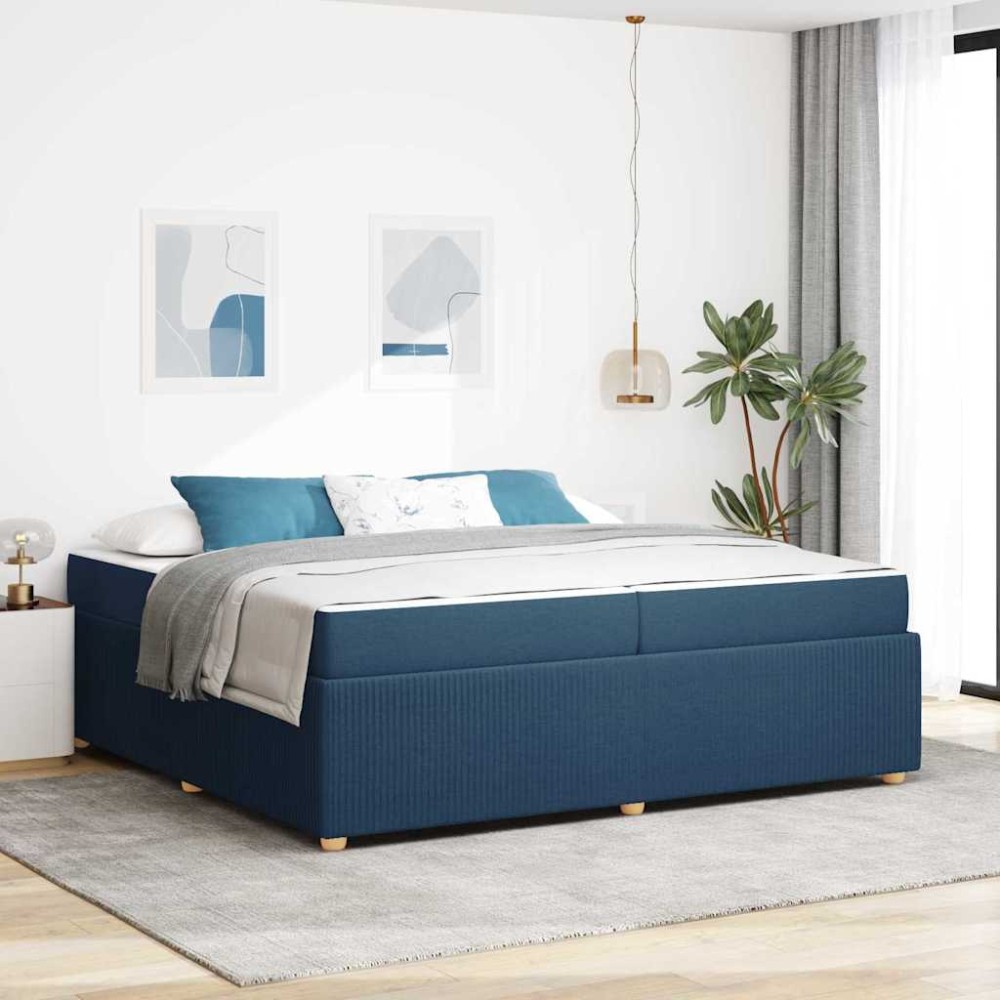 vidaXL Cadru de pat cu saltea cu saltea albastru 200 x 200 cm țesătură