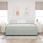 vidaXL Cadru de pat cu saltea Gri deschis 200 x 200 cm Catifea