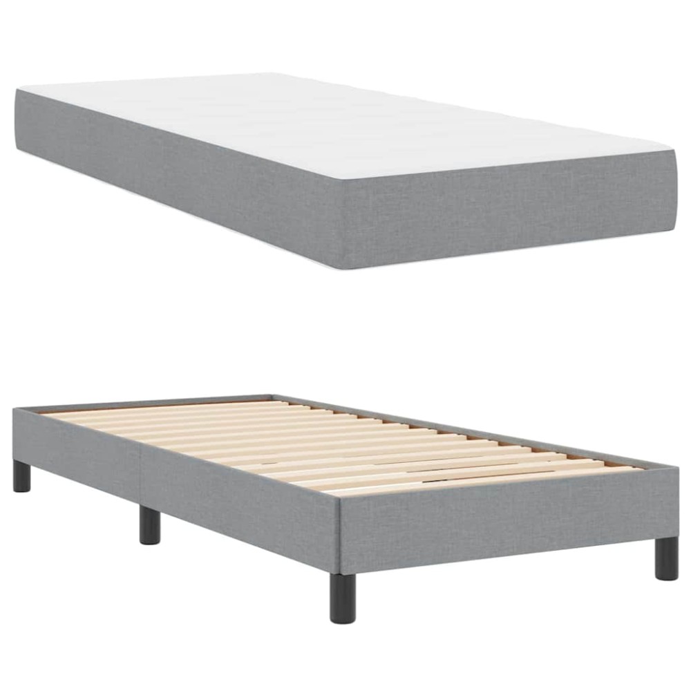 vidaXL Pat cu arcuri cu saltea Gri deschis 90 x 190 cm țesătură