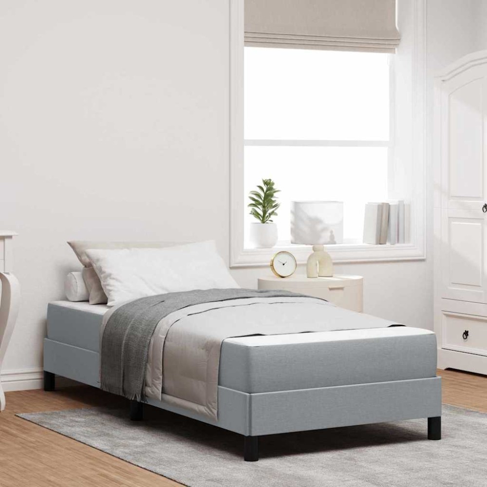 vidaXL Pat cu arcuri cu saltea Gri deschis 90 x 190 cm țesătură